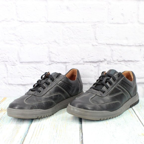 Clarks Unstructured Black Leather Comfort Low Top Sneakers Shoes Size 9.5 Medium - Picture 2 of 9